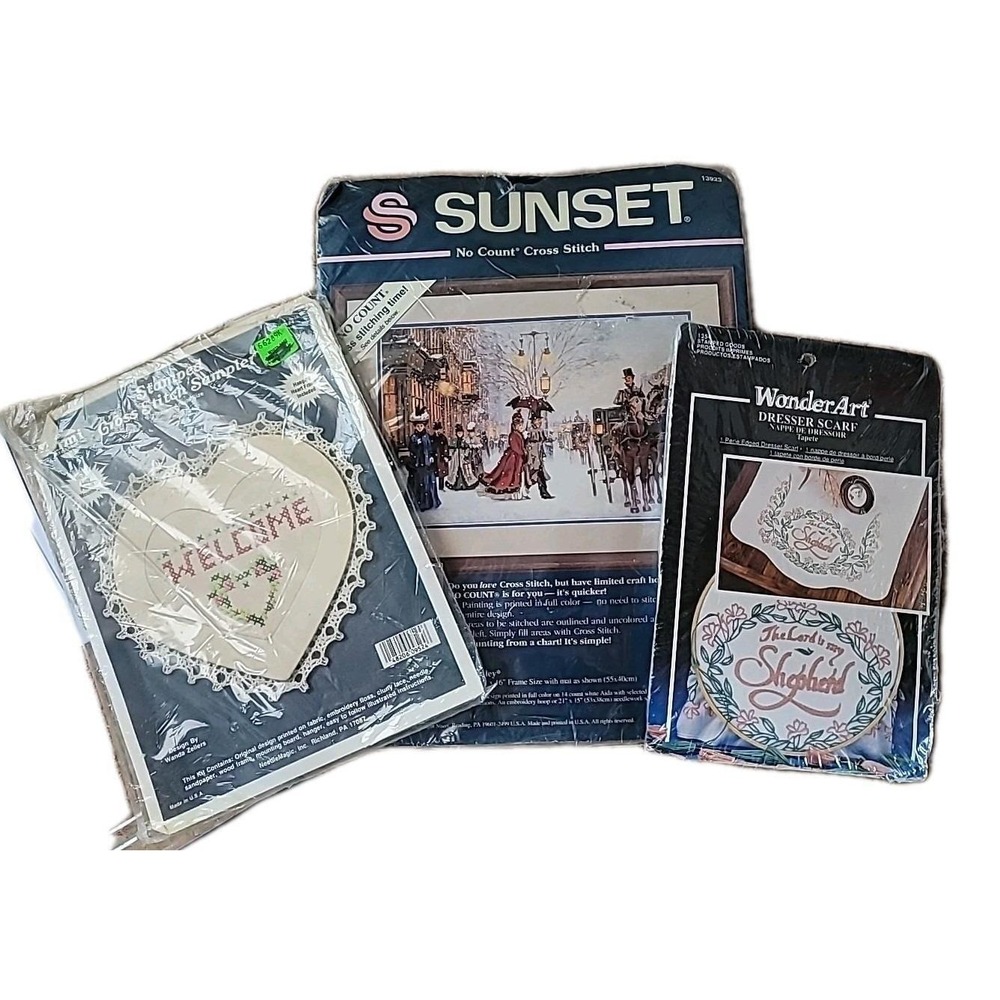 Lot Of 3 Vintage Cross‎ Stitch Kits